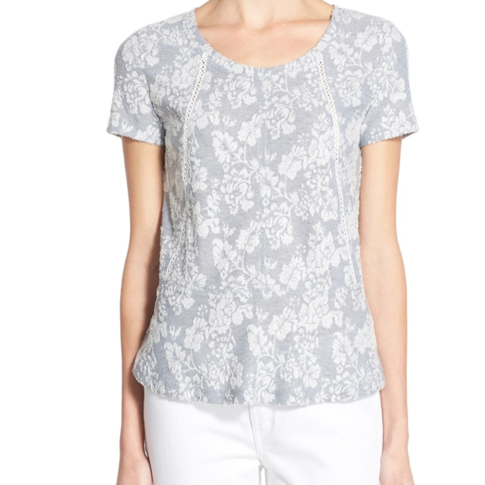 Hinge Floral Burnout Peplum Top, Size S